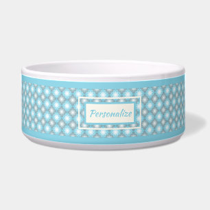 Stylischer Blue Gray Diamond Pattern Cat Dog Napf