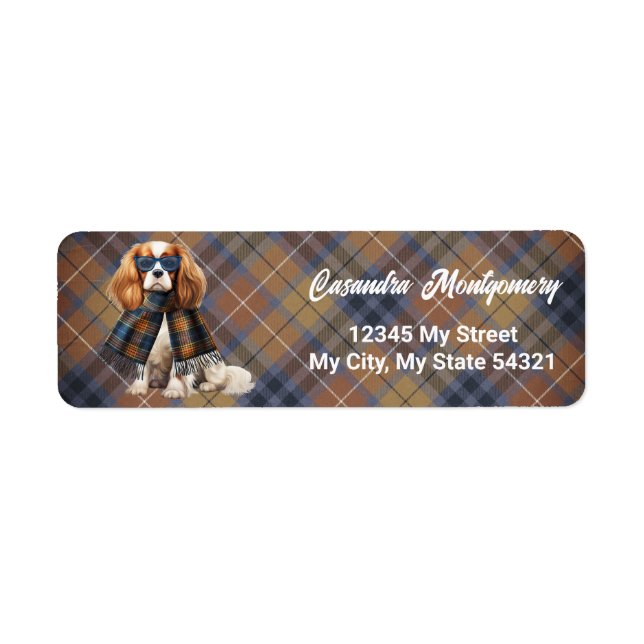 Stylischer Cavalier King Charles Karo-Adresse (Vorne)