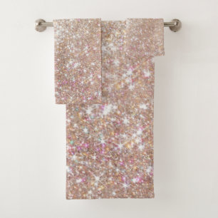 Stylischer Champagne Girly Glitzer Badhandtuch Set