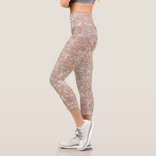 Stylischer Champagne Girly Glitzer Capri Leggings