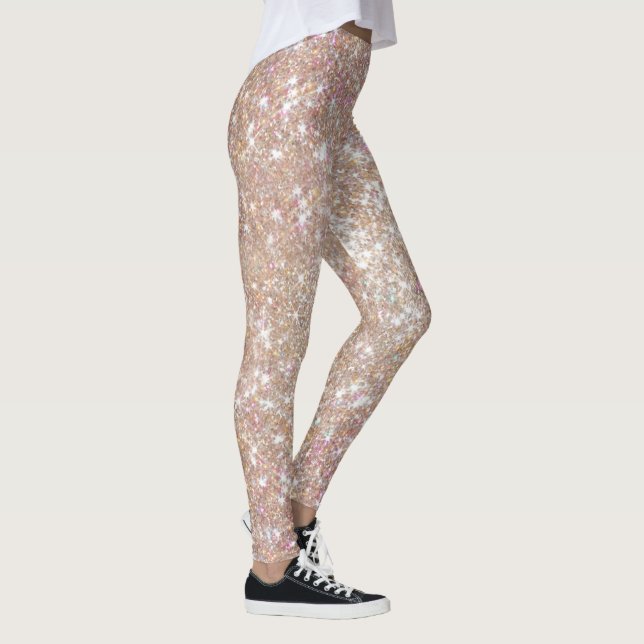 Stylischer Champagne Girly Glitzer Leggings (Rechts)