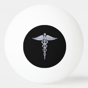 Stylischer Chrome wie Caduceus Medical Symbol Tischtennisball