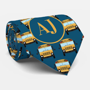 Stylischer Dark Blue Mit Monogramm School Busfahre Krawatte