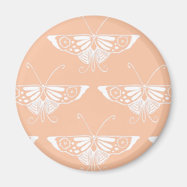 Stylischer Deko-Schmetterling - Weichpfirsich Magnet (Vorne)