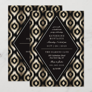Stylischer Diamond Ikat Pattern Junggeselinnen-Abs Einladung
