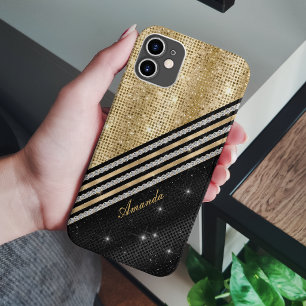 Stylischer falscher Kristall Gold und schwarze Per Case-Mate iPhone Hülle