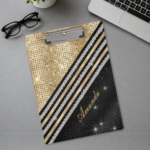 Stylischer falscher Kristall Gold und schwarze Per Klemmbrett