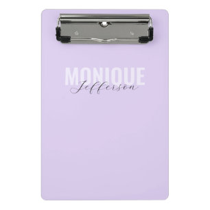 Stylischer, feiner Monogram Name Modern Lilac Lave Mini Klemmbrett
