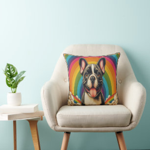 Stylischer französischer Bulldogge Hund Bunter Reg Kissen