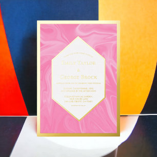 Stylischer, girly rosa minimaler abstrakter Hochze Folieneinladung