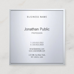 Stylischer Glamour Silber Moderner Professioneller Quadratische Visitenkarte