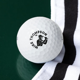 Stylischer Golf Player mit seinem Namen Golfball