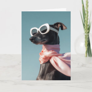 Stylischer Hund mit Sonnenbrille Schal Karte