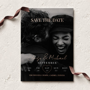 Stylischer Kalender Foto Doppelseitiges Save The D Folieneinladung
