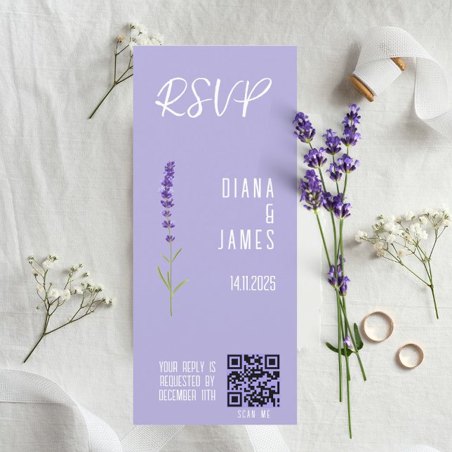 Stylischer Lavender Wedding RSVP QR Code (Stylish Lavender Wedding RSVP QR code)