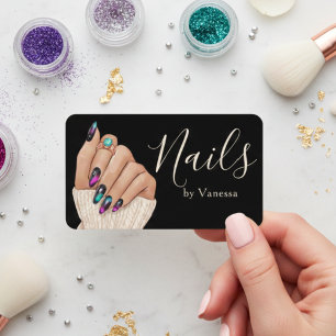 Stylischer Maniküre-Nagel-Techniker Modern Salon Visitenkarte