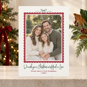 Stylischer Merry Christmas-Bogen-Foto Feiertagskarte