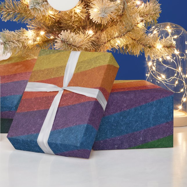 Stylischer, metallisch Inspiriert Regenbogen Geschenkpapier (Feiertage)