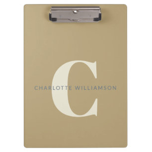 Stylischer Mit Monogramm Name Beruflich Gold Tan Klemmbrett