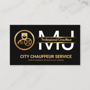 Stylischer Monogram Gold Border Line Treiber Visitenkarte