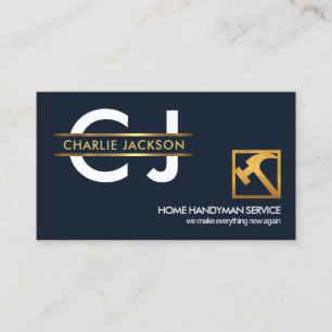 Stylischer Monogram Gold Placard Handyman Builder Visitenkarte