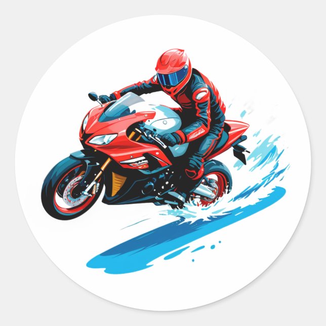 Stylischer Motorradfahrer Straßen Geschwindigkeit  Runder Aufkleber (Vorderseite)