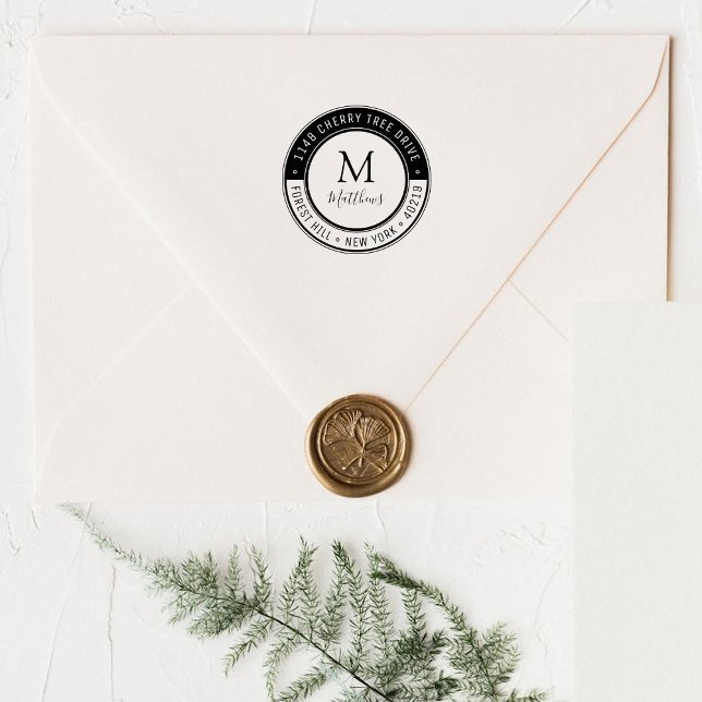 Stylischer Name und Rücksendeadresse für kundenspe Gummistempel (Von Creator hochgeladen)