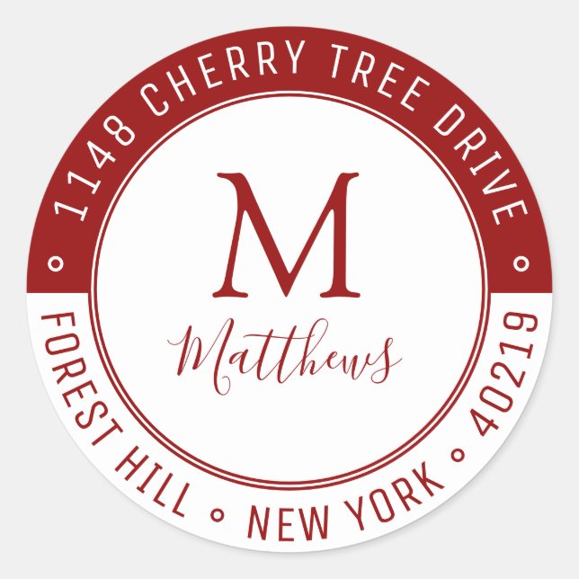 Stylischer Name und Rücksendeadresse für kundenspe Runder Aufkleber (Vorderseite)