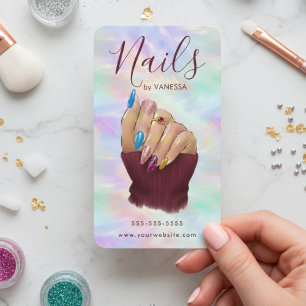 Stylischer Opal-Manicurist-Künstler Modernes Nagel Visitenkarte