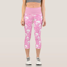 Stylischer Pastell-Gotischer-Rosa-Totenkopf Botani Capri Leggings