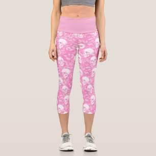 Stylischer Pastell-Gotischer-Rosa-Totenkopf Botani Capri Leggings