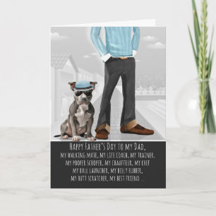 Stylischer Pit Bull Hund und Papa Lustiger Vaterta Feiertagskarte
