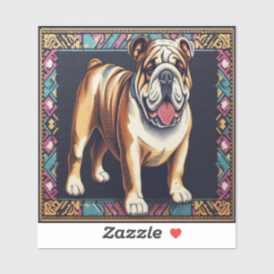 Stylischer Realistischer Bulldog mit einem farbenf Aufkleber