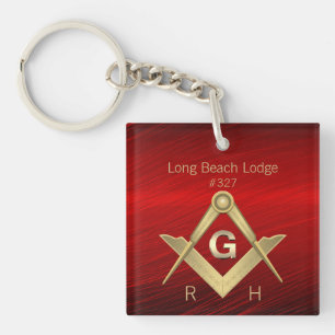 Stylischer Red Mit Monogramm Masonic Schlüsselanhä Schlüsselanhänger