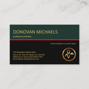 Stylischer Retro Layers Red Line Butler Event Plan Visitenkarte