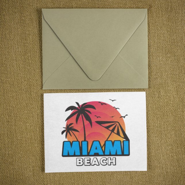 Stylischer Retro-Miami-Beach-Reise Postkarte (Stylish Vintage Miami Beach Travel Postcard)