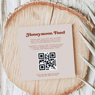 Stylischer Retro-Pfirsichrosa-Hochzeitsfonds-QR-Co Begleitkarte