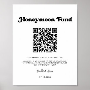 Stylischer Retro Schwarz-Weiß-Hochzeitsgeschenk-QR Poster