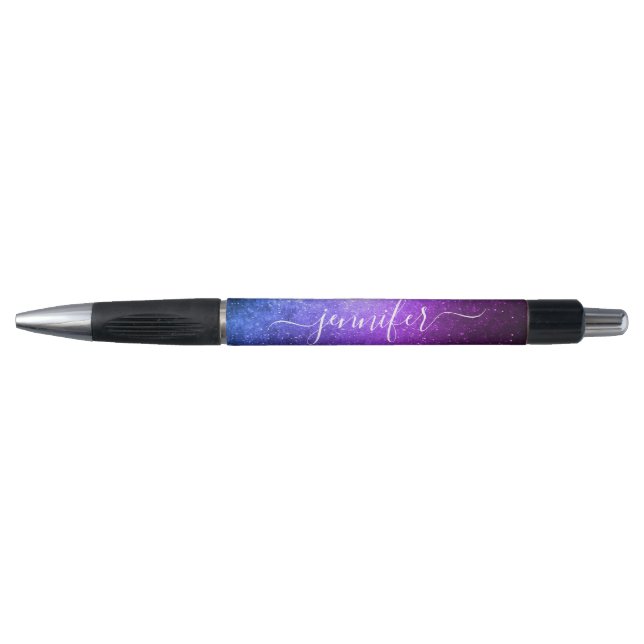 stylischer, schicker, violetter Glitter-Eigenname Kugelschreiber (Vorderseite)