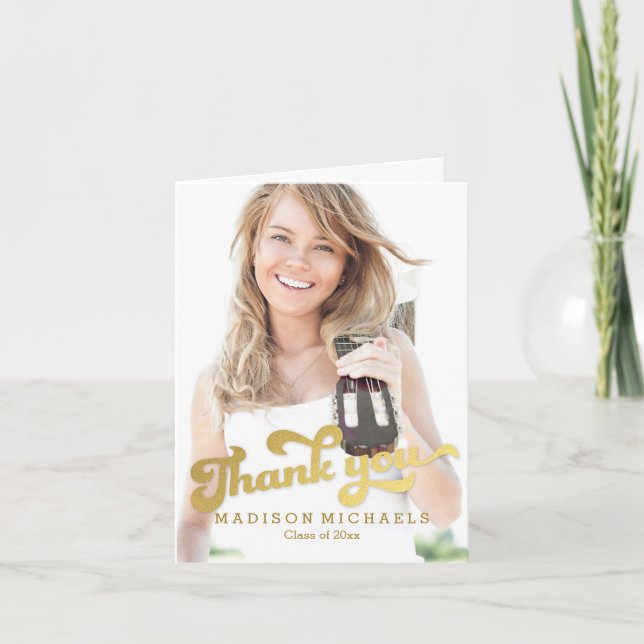 Stylischer Shimmer Abschluss Danke Karte (Vorderseite)