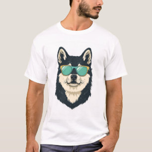 Stylischer Siberian Husky Hund mit Sonnenbrille Be T-Shirt