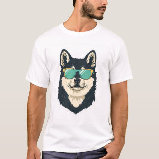 Stylischer Siberian Husky Hund mit Sonnenbrille Be T-Shirt