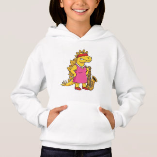 Stylischer Stegosaurus Saxophon Jazz-Musikerin Mäd Hoodie