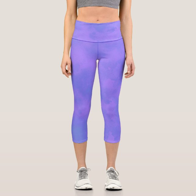 Stylischer Storm Cloud-Effekt Blau Capri Leggings (Vorderseite)