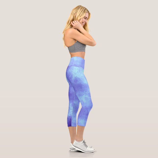 Stylischer Storm Cloud-Effekt Blau Capri Leggings (Rechts)