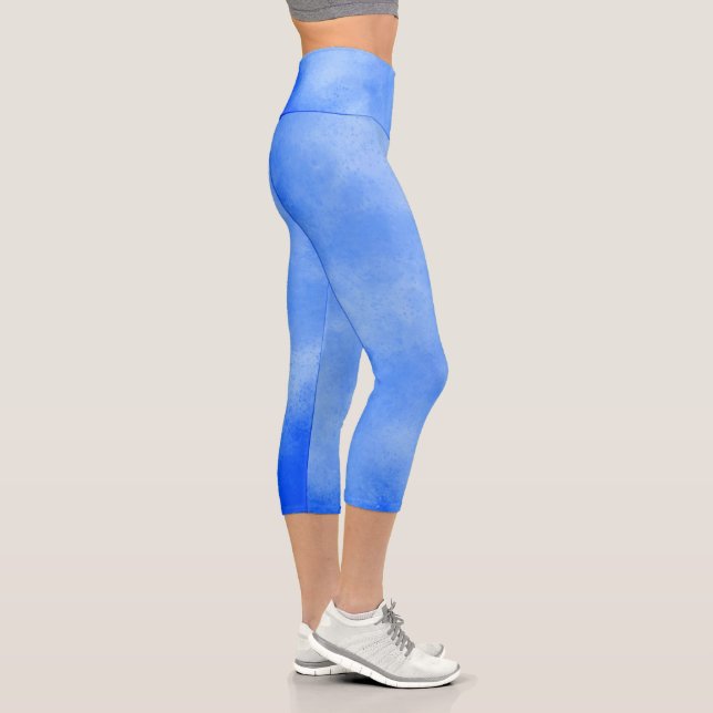 Stylischer Sturm Cloud-Effekt Frosty Blue Capri Leggings (Rechts)