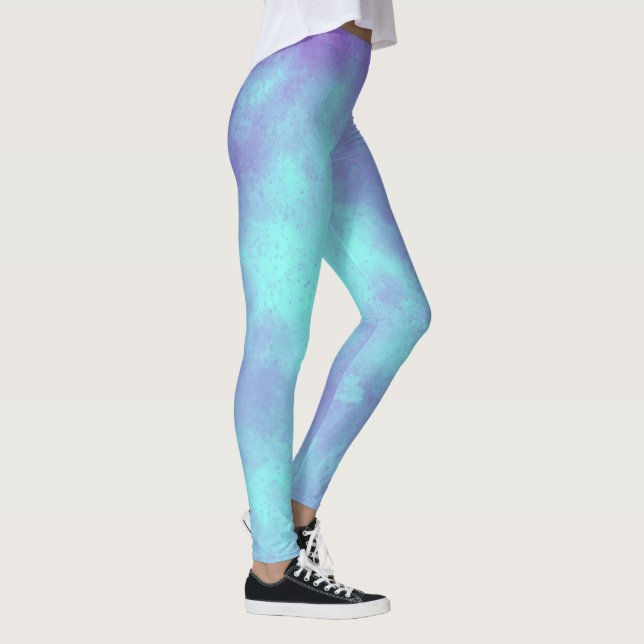 Stylischer Sturmwolke-Effekt lila blau Leggings (Rechts)