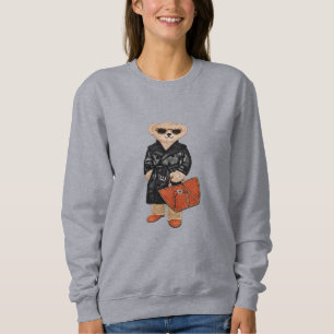Stylischer Teddy im Trenchcoat-Chic-Bärenmode  Sweatshirt