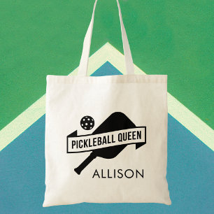 Stylischer Trendiger Schwarz-Weiß-Pickleball-Name Tragetasche