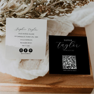 Stylischer Typografie-Schwarz-weißer Qr-Code Quadratische Visitenkarte